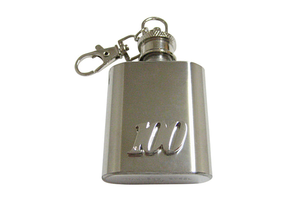 Silver Toned 100 Years 1 Oz. Stainless Steel Key Chain Flask