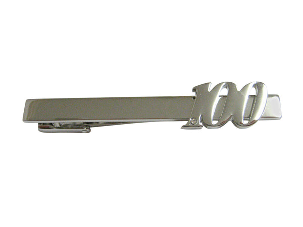 Silver Toned 100 Years Square Tie Clip