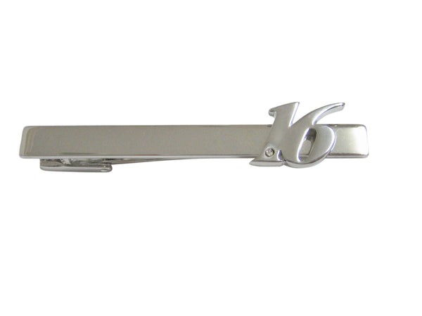 Silver Toned 16 Years Square Tie Clip