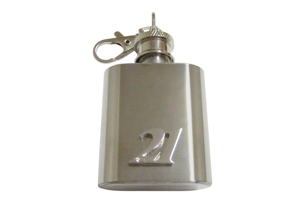 Silver Toned 21 Years 1 Oz. Stainless Steel Key Chain Flask