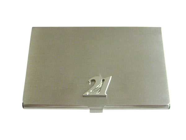 Silver Toned 21 Years Business Card Holder
