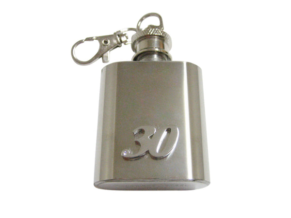 Silver Toned 30 Years 1 Oz. Stainless Steel Key Chain Flask
