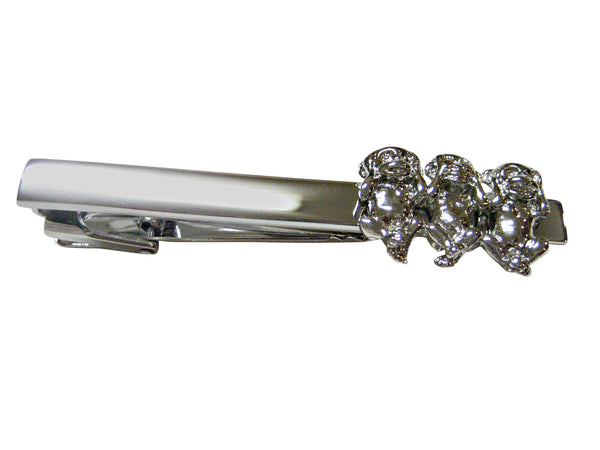 Silver Toned Three Wise Monkeys Square Tie Clip