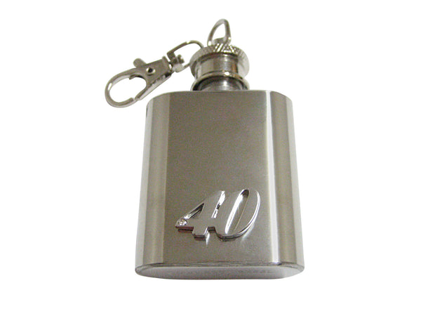 Silver Toned 40 Years 1 Oz. Stainless Steel Key Chain Flask