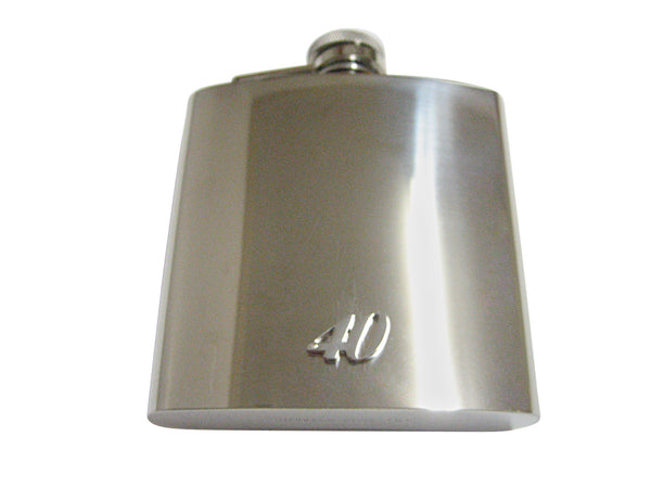 Silver Toned 40 Years 6 Oz. Stainless Steel Flask