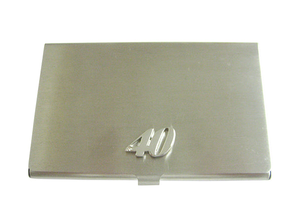Silver Toned 40 Years Business Card Holder