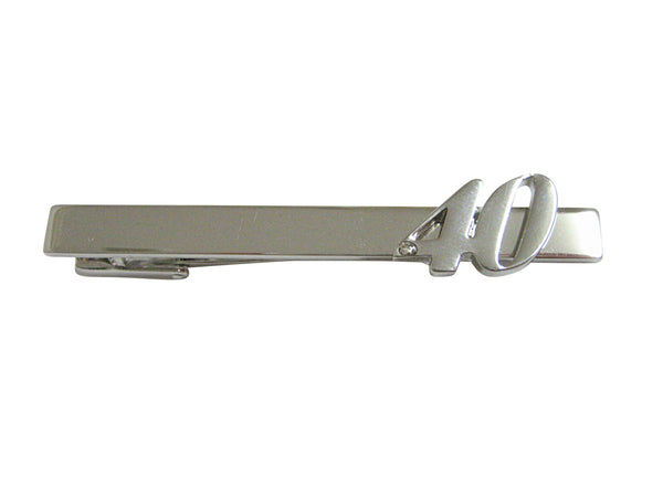 Silver Toned 40 Years Square Tie Clip