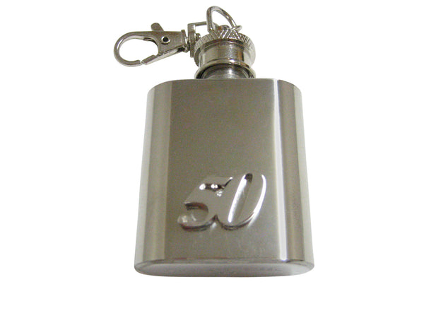 Silver Toned 50 Years 1 Oz. Stainless Steel Key Chain Flask