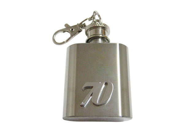 Silver Toned 70 Years 1 Oz. Stainless Steel Key Chain Flask