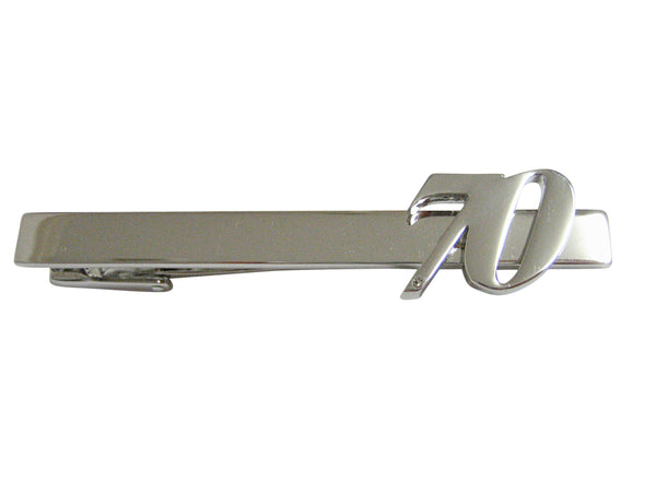 Silver Toned 70 Years Square Tie Clip