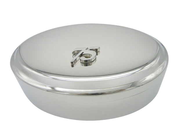 Silver Toned 75 Years Pendant Oval Trinket Jewelry Box