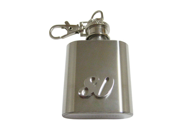 Silver Toned 80 Years 1 Oz. Stainless Steel Key Chain Flask
