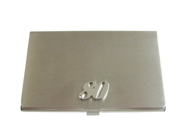 Silver Toned 80 Years Business Card Holder