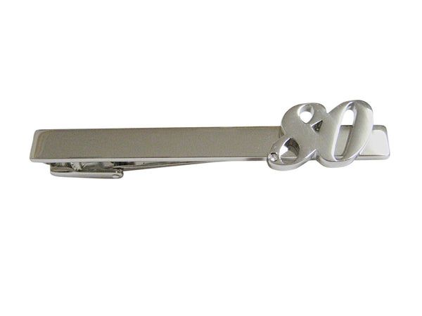 Silver Toned 80 Years Square Tie Clip