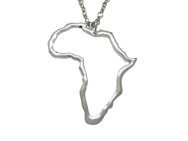 Silver Toned Africa Map Outline Pendant Necklace
