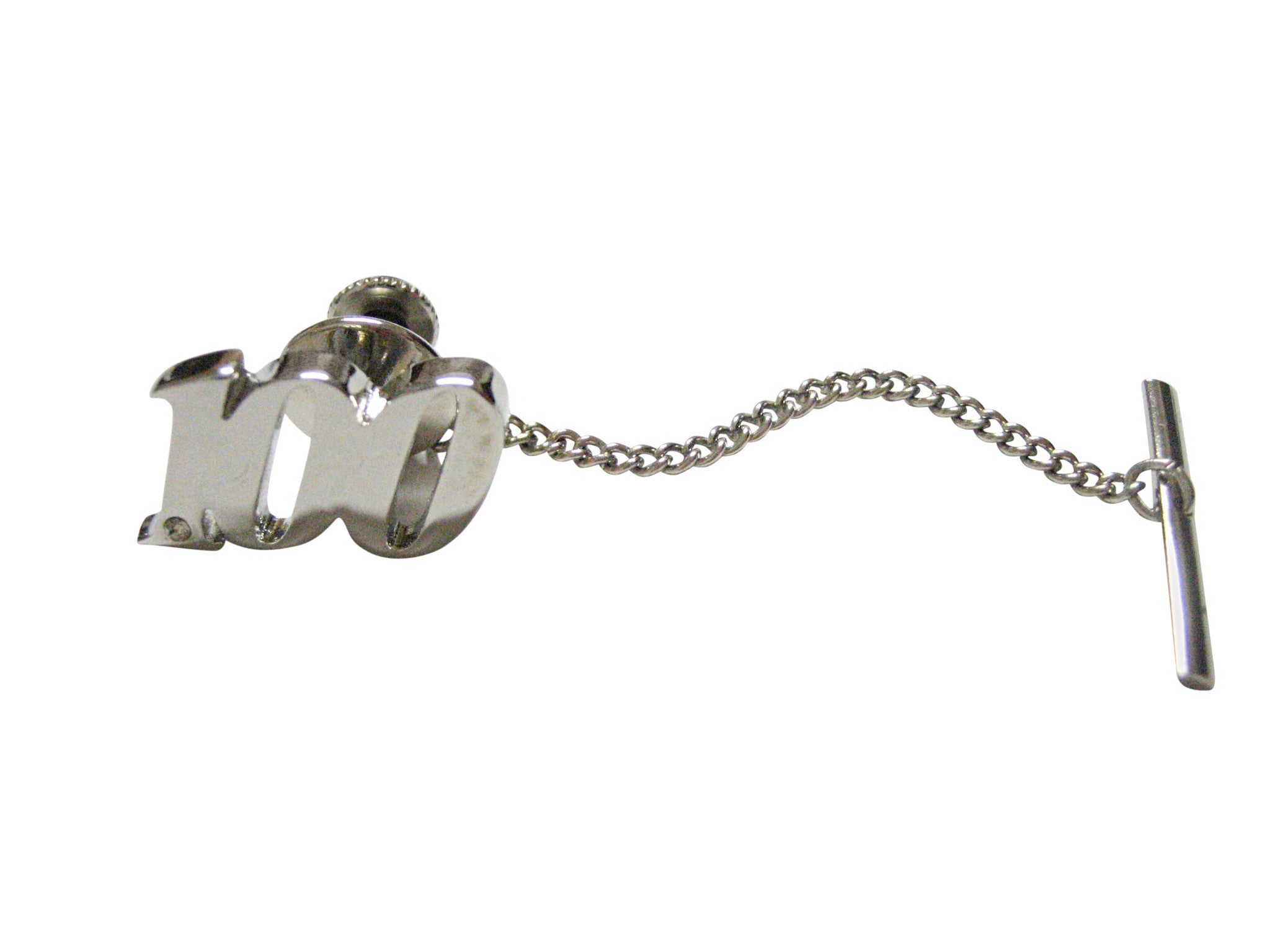 Silver Toned Age 100 Tie Tack