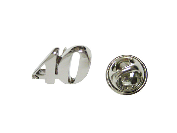 Silver Toned Age 40 Lapel Pin