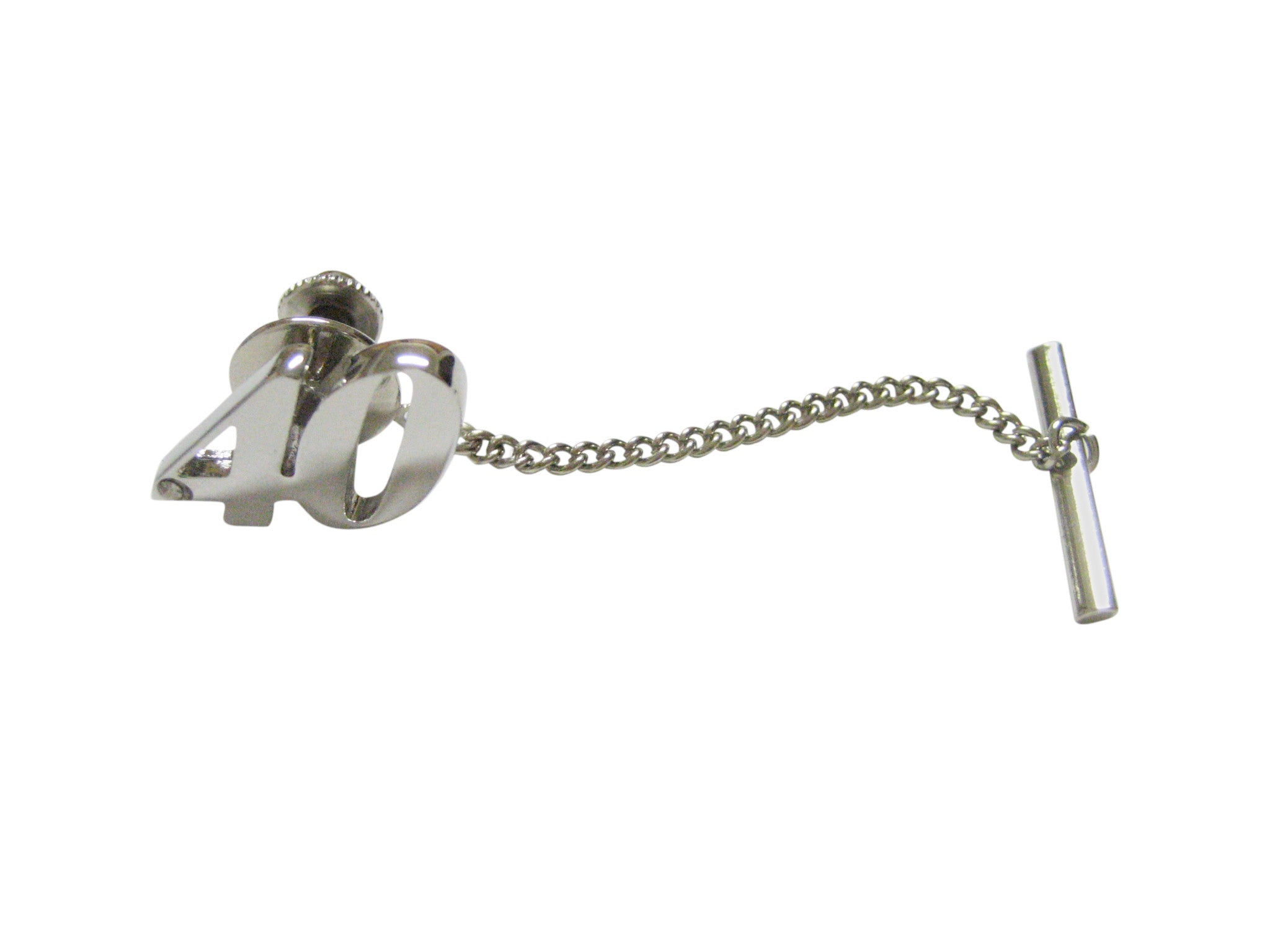 Silver Toned Age 40 Tie Tack