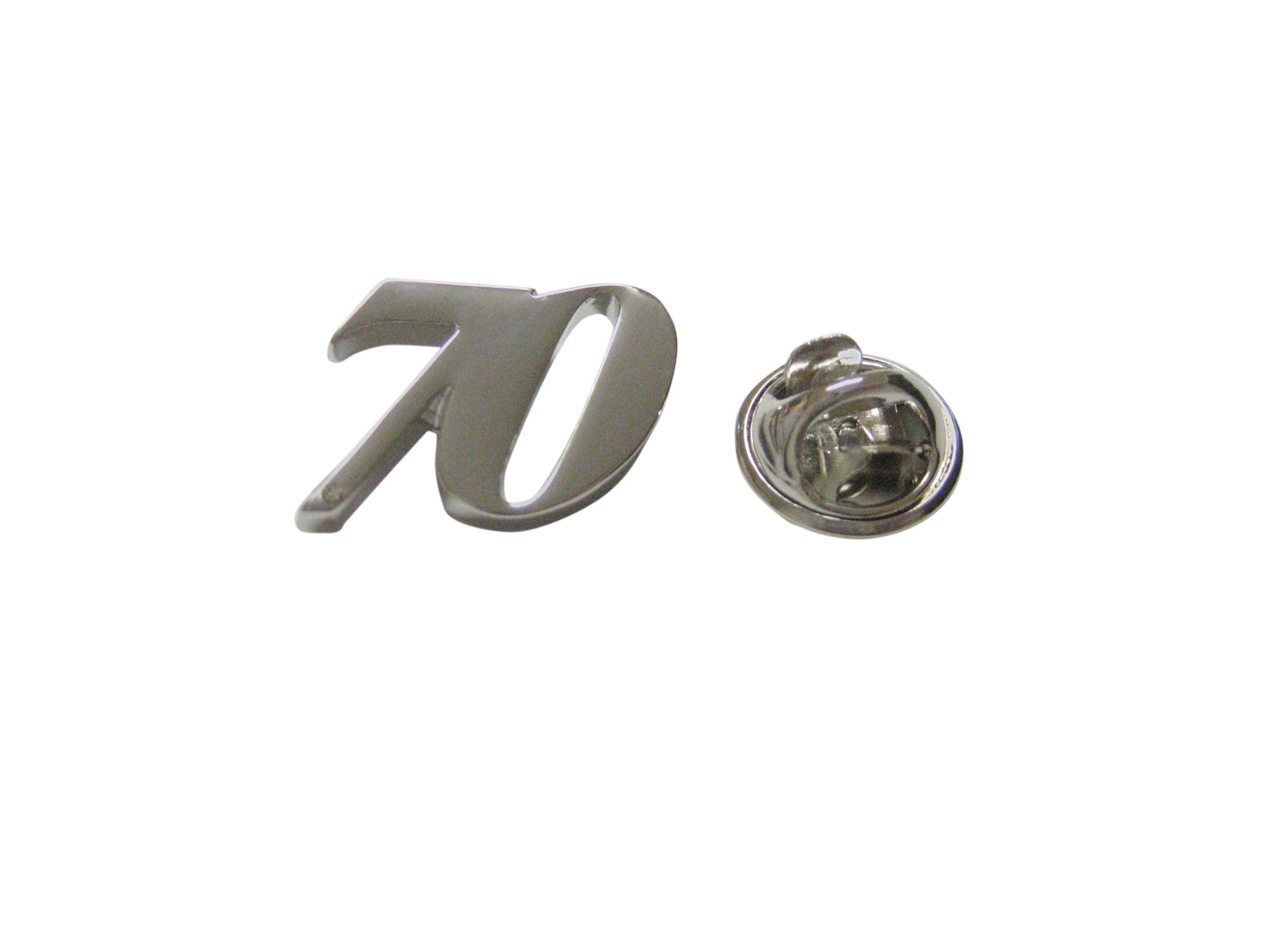 Silver Toned Age 70 Lapel Pin