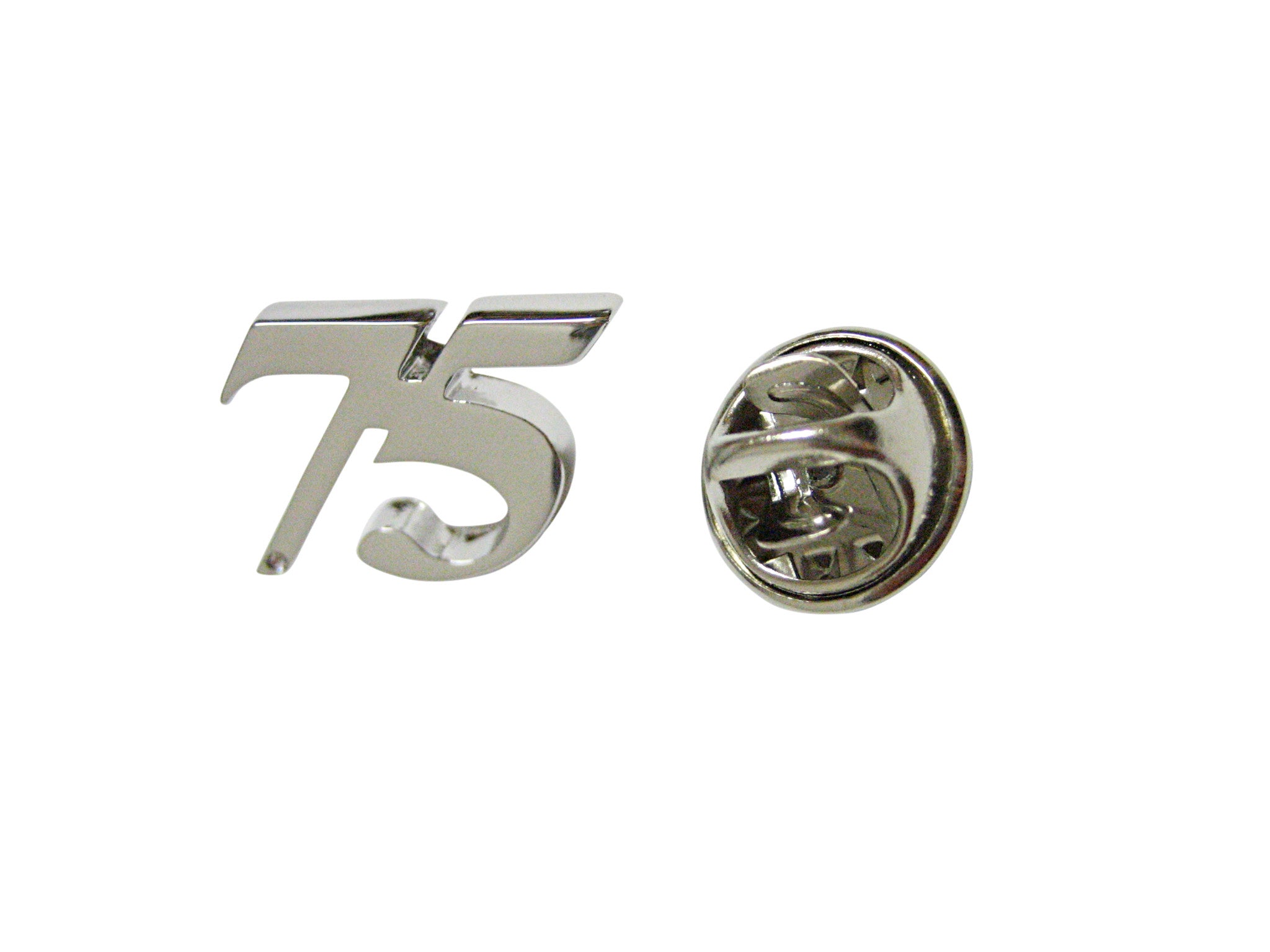 Silver Toned Age 75 Lapel Pin