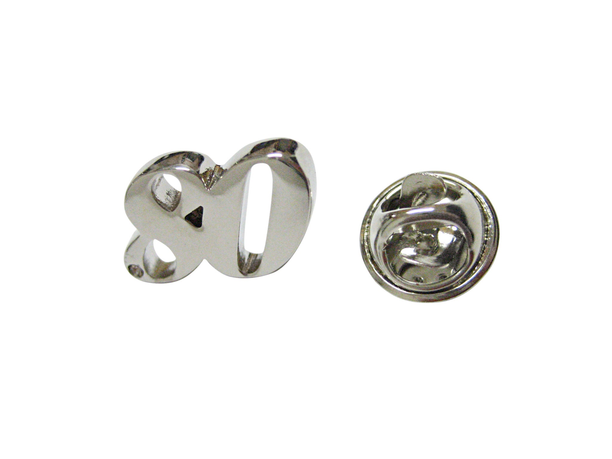 Silver Toned Age 80 Lapel Pin