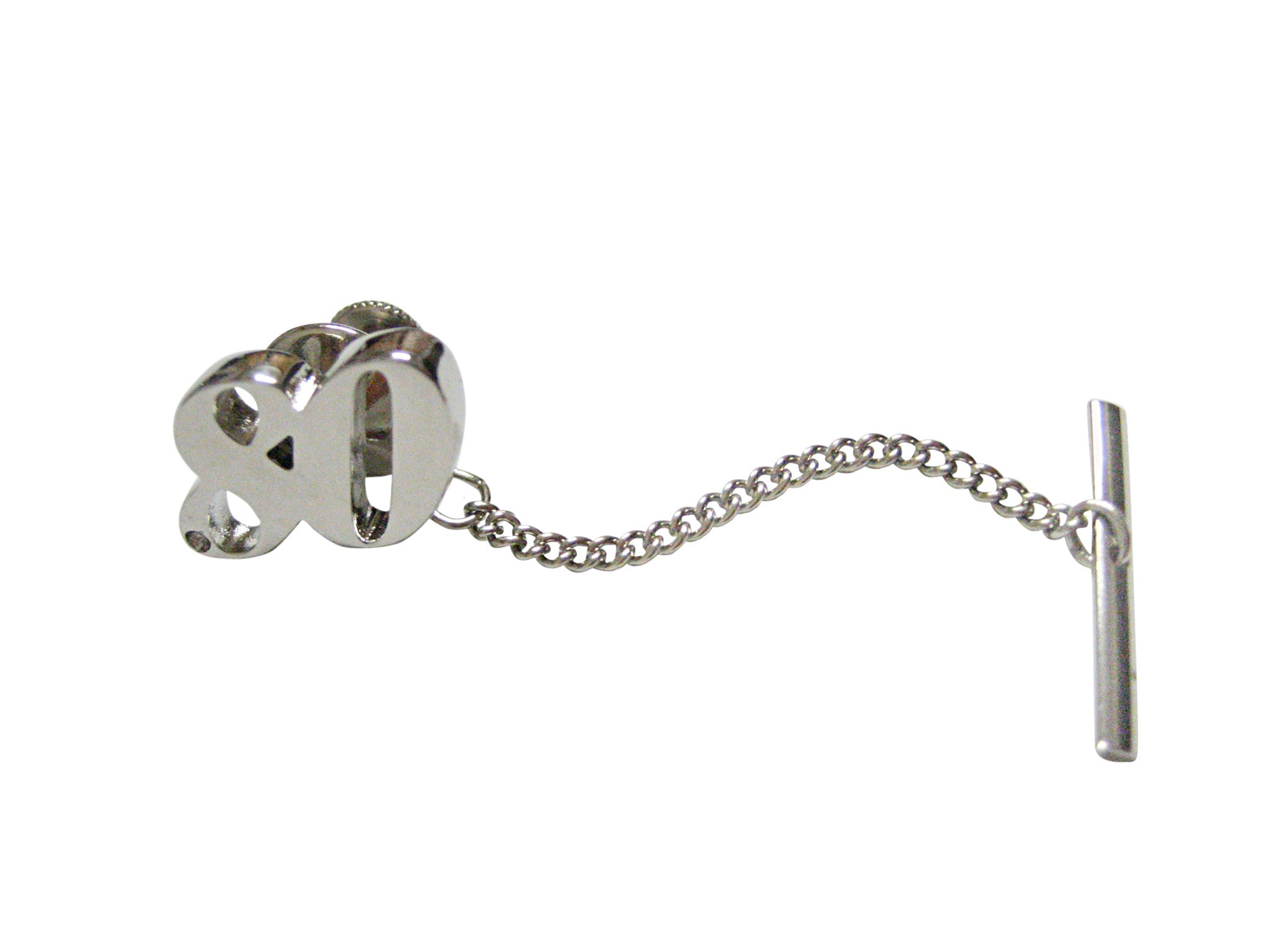 Silver Toned Age 80 Tie Tack