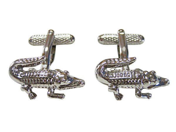 Silver Toned Alligator Cufflinks