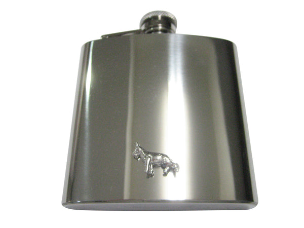 Silver Toned Alsatian German Shepherd Dog 6oz Flask
