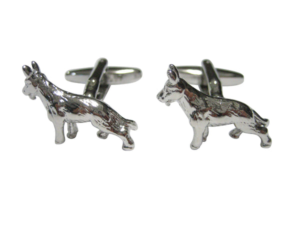 Silver Toned Alsatian German Shepherd Dog Cufflinks