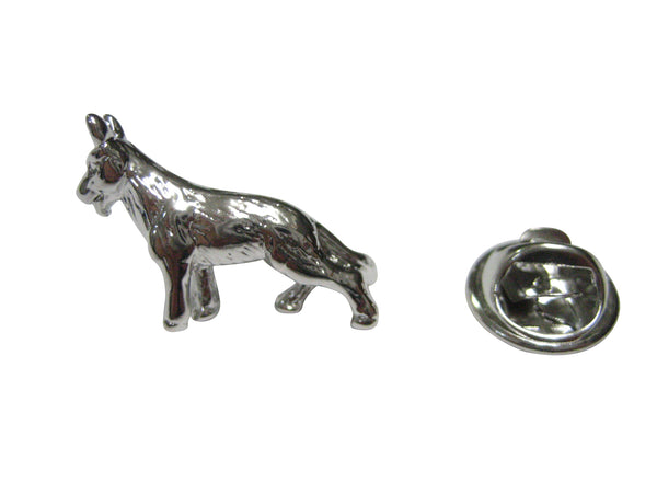 Silver Toned Alsatian German Shepherd Dog Lapel Pin