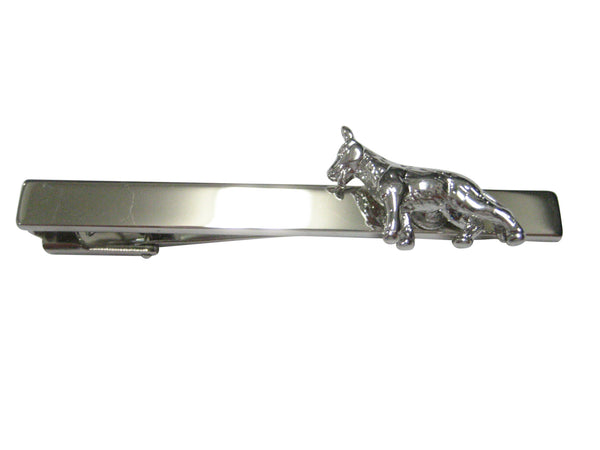 Silver Toned Alsatian German Shepherd Dog Square Tie Clip