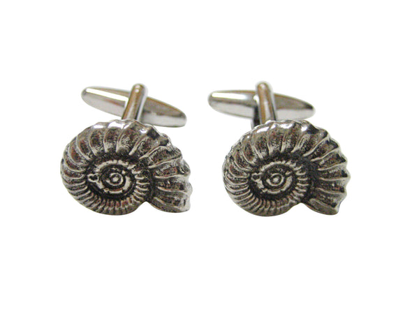 Silver Toned Ammonite Fossil Design Cufflinks