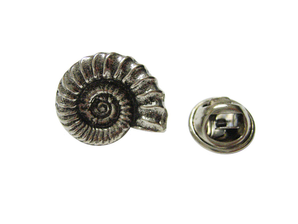 Silver Toned Ammonite Fossil Design Lapel Pin