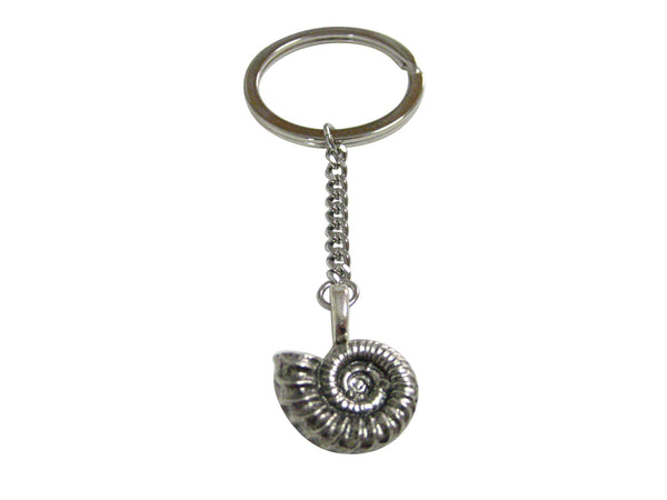 Silver Toned Ammonite Fossil Design Pendant Keychain