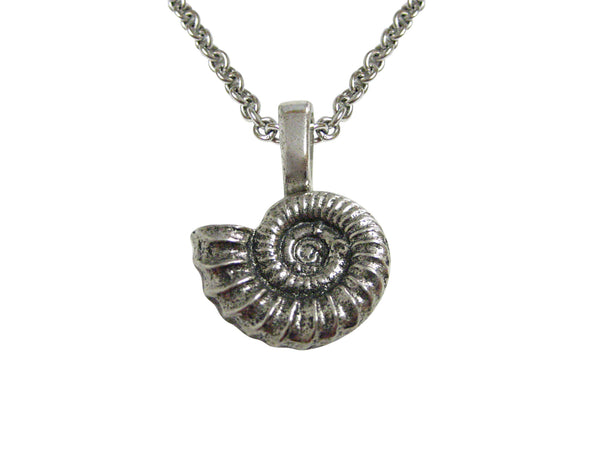 Silver Toned Ammonite Fossil Design Pendant Necklace