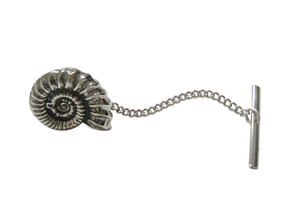 Silver Toned Ammonite Fossil Design Tie Tack