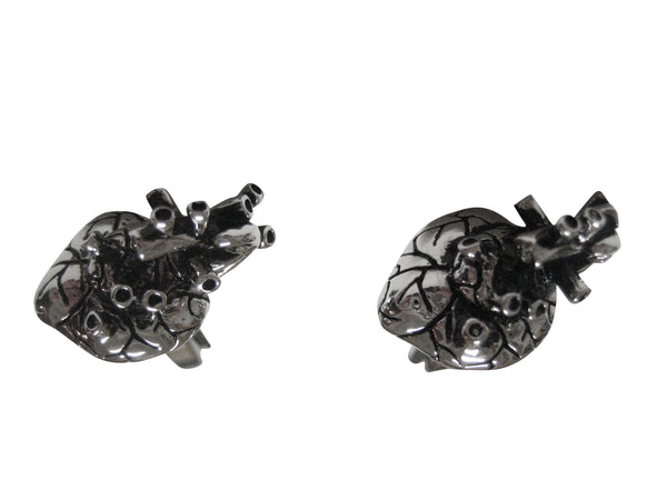 Silver Toned Anatomy Heart Cufflinks