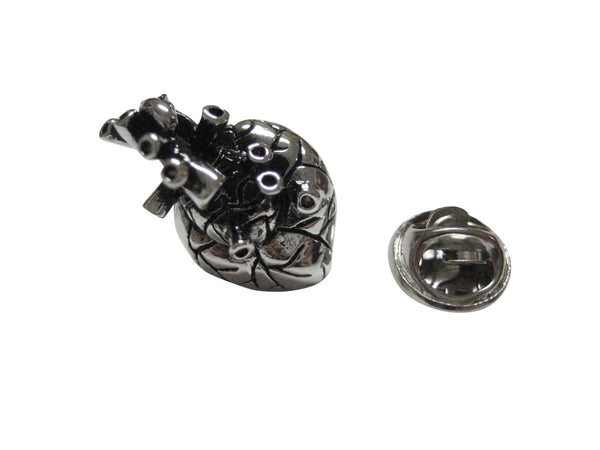 Silver Toned Anatomical Heart Lapel Pin