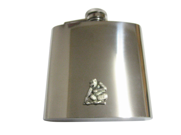 Silver Toned Angry Monkey Pendant 6oz Flask