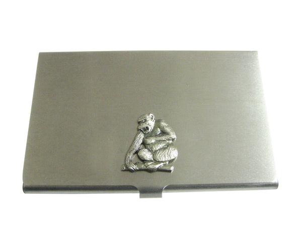 Silver Toned Angry Monkey Pendant Business Card Holder