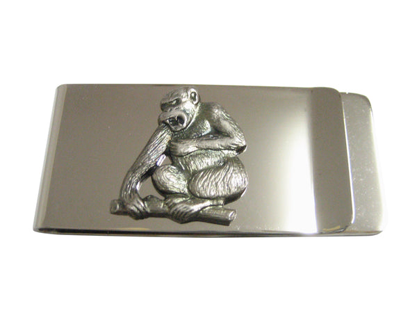 Silver Toned Angry Monkey Pendant Money Clip
