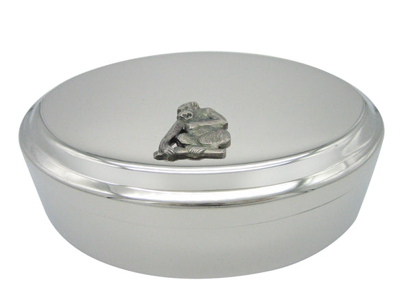 Silver Toned Angry Monkey Pendant Oval Trinket Jewelry Box