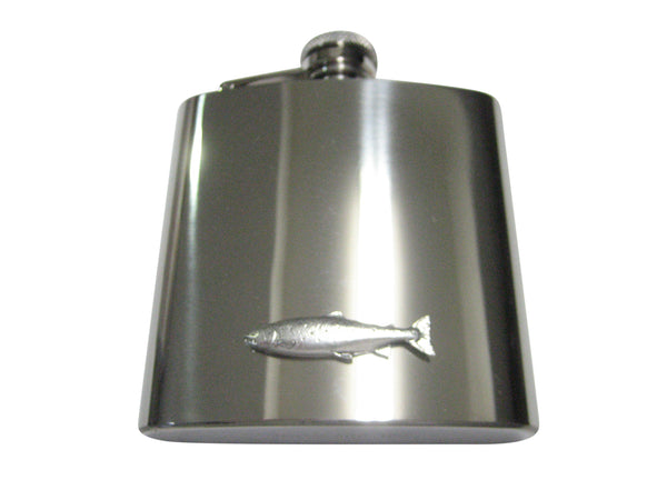 Silver Toned Atlantic Salmon Fish 6oz Flask