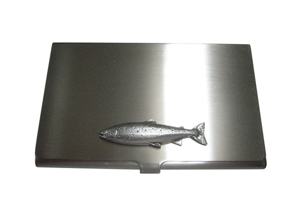 Silver Toned Atlantic Salmon Fish Business Card Holder