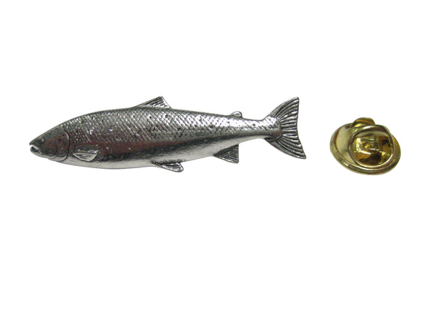 Silver Toned Atlantic Salmon Fish Lapel Pin