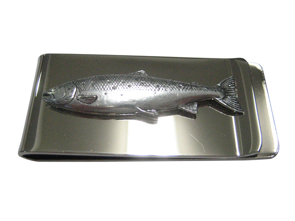 Silver Toned Atlantic Salmon Fish Money Clip