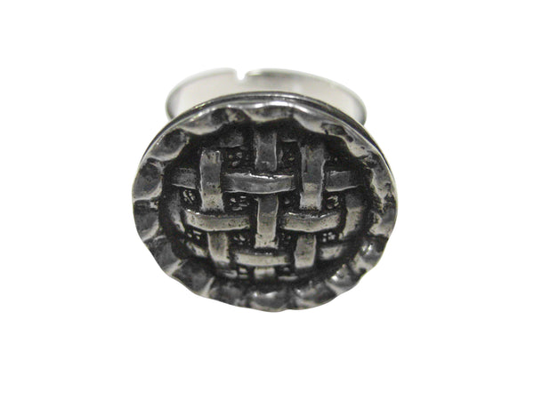 Silver Toned Bakery Lattice Pie Adjustable Size Fashion Ring