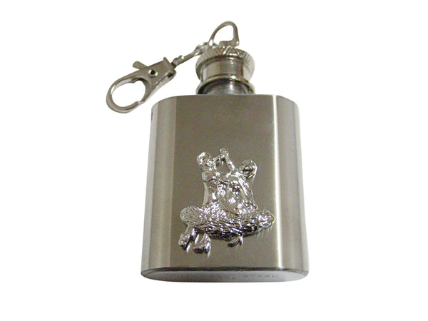 Silver Toned Ballroom Dancing 1 Oz. Stainless Steel Key Chain Flask