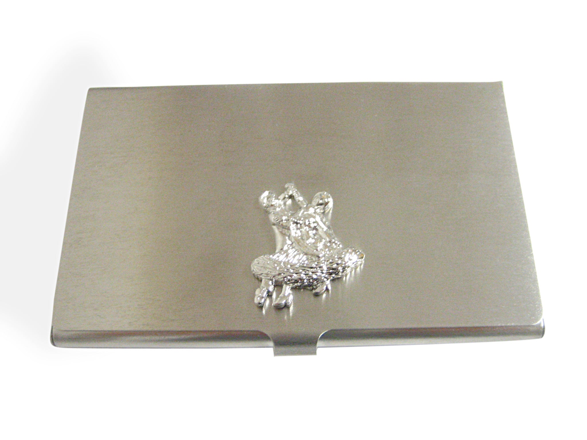 Silver Toned Ballroom Dancing Business Card Holder
