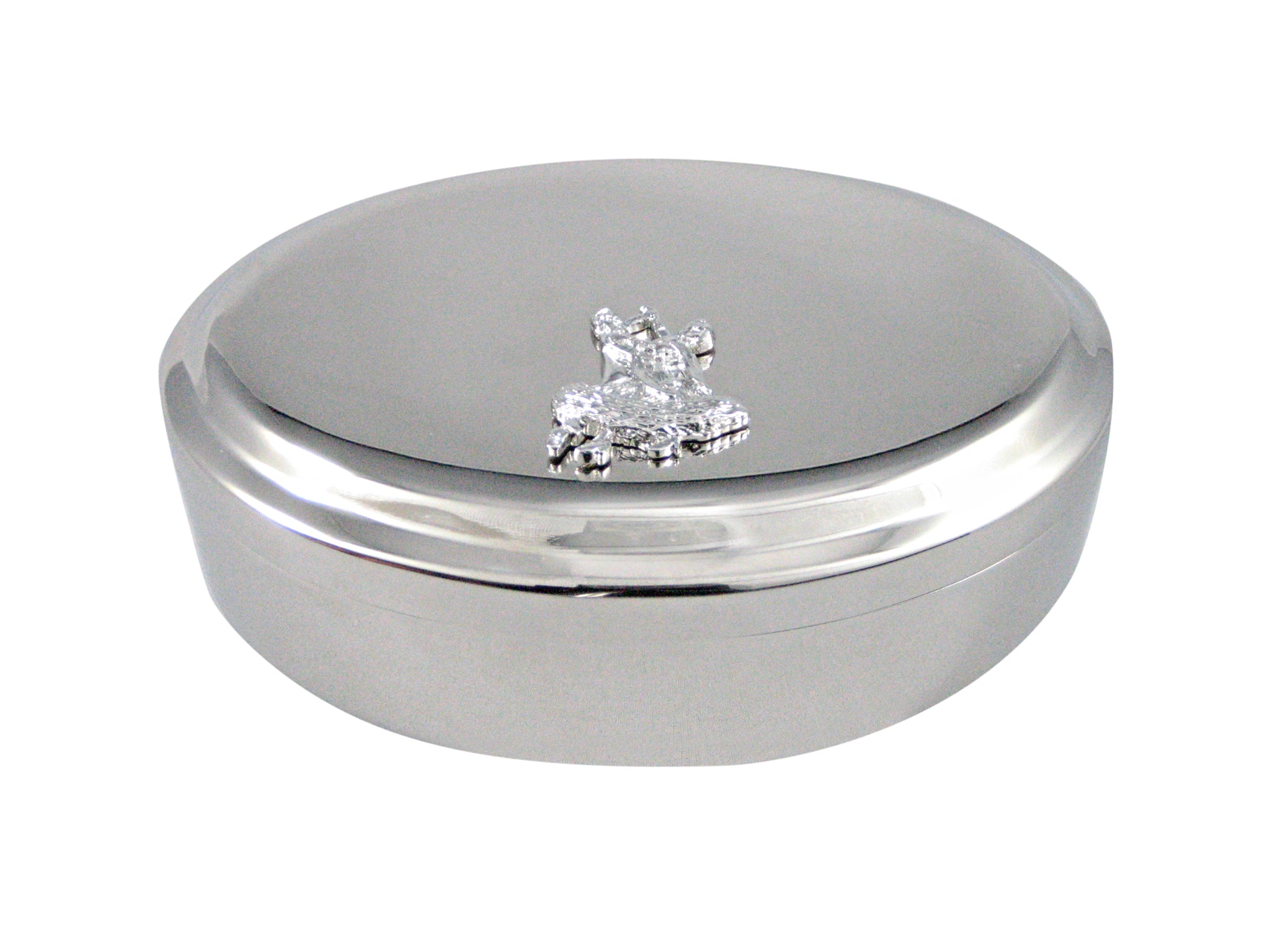 Silver Toned Ballroom Dancing Pendant Oval Trinket Jewelry Box